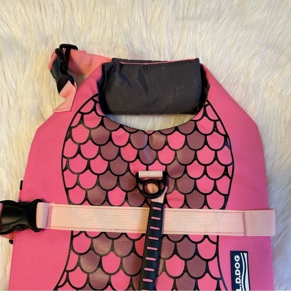 L.D.Dog Pink Mermaid Dog‎  Life Vest Jacket Ripstop With Rescue Handle Swimming - Picture 2 of 7